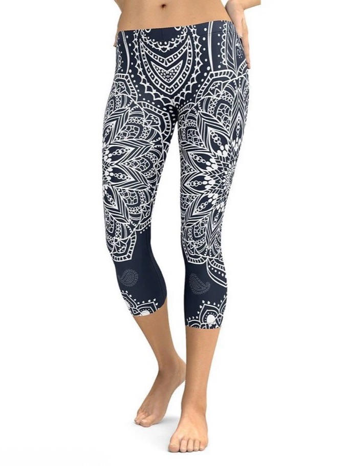 Fiercepulse Mantra Capris Navy Blue Leggings